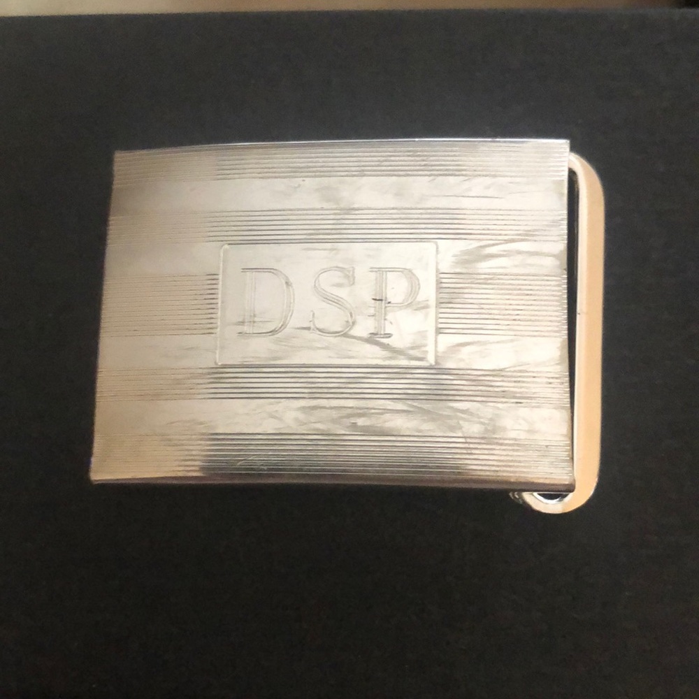 Vintage Sterling Silver Engine Turned belt buckle.